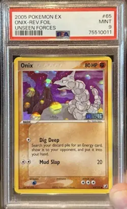 PSA 9 MINT 2005 Pokemon Ex Onix #65 Unseen Forces Stamped Reverse Foil - Image 1