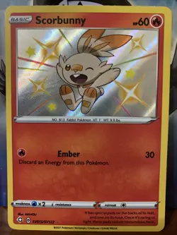 Pokemon TCG Scorbunny Shining Fates SV015/SV122 Holo Shiny Holo Rare - Image 1