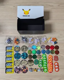 Pokemon TCG Accessories - Dice, Coins & Pin Badges Job Lot Bundle - Image 1