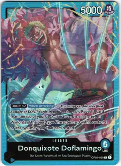 DONQUIXOTE DOFLAMINGO OP01-060 ONE PIECE TCG ROMANCE DAWN (OP01) LEADER (L) - Image 1