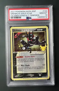 2021 POKEMON SWSH BLACK STAR PROMO #144 GRENINJA-GOLD STAR PSA 10 WITH SWIRL 💫 - Image 1