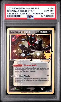 2021 POKEMON SWSH BLACK STAR PROMO #144 GRENINJA-GOLD STAR PSA 10 - Image 1