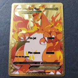 Pokemon Charizard VMAX Gold Metal Dragon Card 9999999 HP 15000/999999 Attack - Image 1