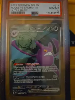 2025 POKEMON DRI EN-DESTINED RIVALS ULTRA RARE TEAM ROCKET'S CROBAT EX PSA 10 - Image 1