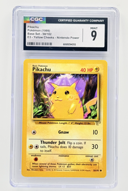 1999 POKEMON BASE SET UNLIMTED E3 STAMP-YELLOW CHEEKS #58 PIKACHU CGC 9 PSA - Image 1