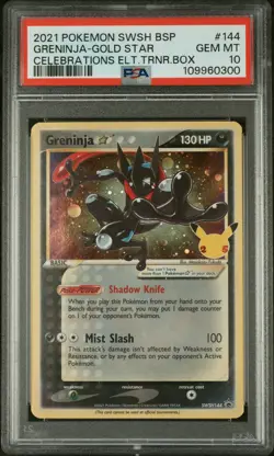 2021 POKEMON SWSH BLACK STAR PROMO #144 GRENINJA-GOLD STAR PSA 10 - Image 1