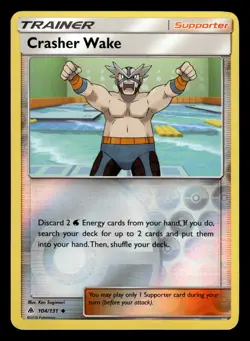 Crasher Wake 104/131 Reverse Holo Forbidden Light Pokemon Card - Image 1