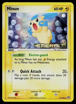 Pokemon Card - Minun Emerald 37/106 Reverse Holo Stamped - Image 1