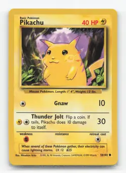Pokemon TCG - Pikachu 58/102 Moderately Played Common Base Set Unlimited - Image 1
