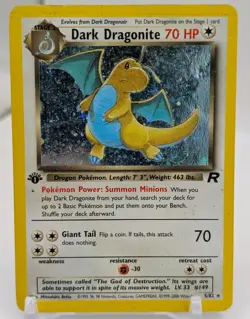 Dark Dragonite 5/82 1st Edition Holo Team Rocket WOTC 2000 DMG - Image 1
