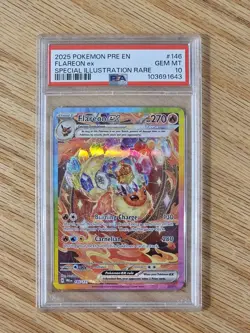 2025 POKEMON PRE EN-PRISMATIC EVOLUTIONS #156 FLAREON EX PSA 10 - Image 1