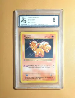 Pokemon TCG - CGA 6 Ghost Stamp Error - 1st Edition Shadowless Vulpix 68/102 👻 - Image 1