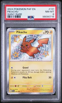 2024 Pokemon Paldean Fates Pikachu Baby Shiny Rare PAF EN 131/091 PSA 8 NM-MINT - Image 1