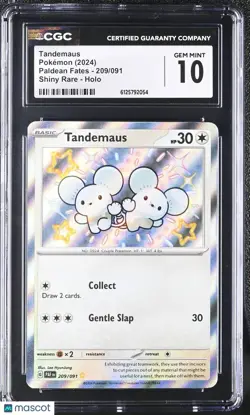 2024 Pokemon Paldean Fates Tandemaus Holo Shiny Rare Shiny Rare CGC 10 #209/091 - Image 1