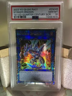 PSA Gem 10 Striker Dragon 1st Edition QCR Ra01 En046 2023 Yugioh - Image 2