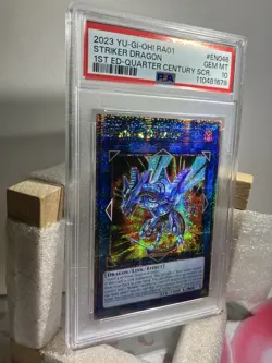 PSA Gem 10 Striker Dragon 1st Edition QCR Ra01 En046 2023 Yugioh - Image 3