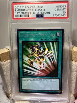 2024 Yugioh Psa 10 Emergency Teleport 1st Edition Collectors Rare Ra02-En053 - Image 1