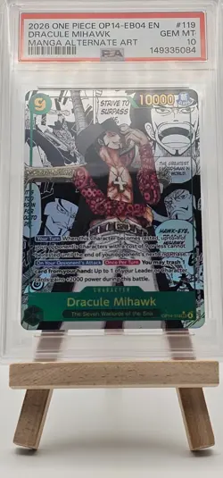 One Piece TCG - OP14-EB04 - Dracule Mihawk Manga OP14-119 Alternate Art - PSA 10 - Image 1