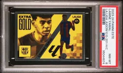 2023 PANINI ESTE LA LIGA JUGON! EXTRA GOLD 201-HAND CUT LAMINE YAMAL PSA 8 - Image 1