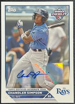 2023 Topps Pro Debut Chandler Simpson #PD-184 Rays Auto - Image 1