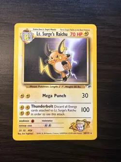 Lt. Surge's Raichu Gym Heroes 28/132 Rare Vintage Pokemon TCG Card - Image 1
