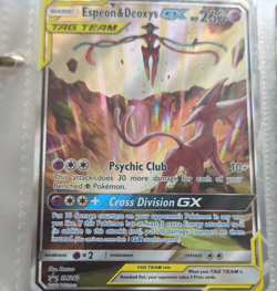 Pokemon TCG Espeon & Deoxys GX TAG TEAM Promo SM240 Holo Card SM Set 6+ Age - Image 1