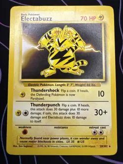 Pokemon Electabuzz Card 020/102 Regular Base Set LP/MP - Image 1