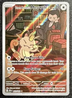 Pokemon TCG Team Rockets Meowth Card 203/182 Destined Rivals - Image 1