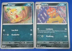 2x Pokemon TCG Paldean Fates: Scraggy (060/091) + Scrafty (061/091) - Near Mint - Image 1