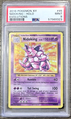 2016 Pokemon XY Evolutions 45/108 Nidoking Holo PSA 9 MINT - Image 1