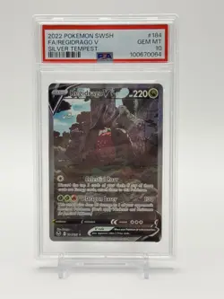 2022 POKEMON SWORD & SHIELD SILVER TEMPEST #184 FULL ART REGIDRAGO V PSA 10 - Image 1