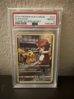 PSA 8(OC) 2019 Pokemon Sun & Moon FA/ Pikachu Cosmic Eclipse - Secret #241 NM-MT - Image 1