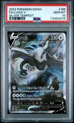 2022 POKEMON SWORD & SHIELD SILVER TEMPEST #186 FULL ART/LUGIA V PSA 10 - Image 1