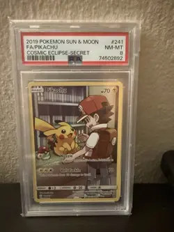PSA 8(OC) 2019 Pokemon Sun & Moon FA/ Pikachu Cosmic Eclipse - Secret #241 NM-MT - Image 1