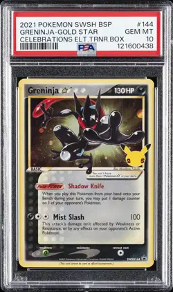 2021 POKEMON SWSH BLACK STAR PROMO #144 GRENINJA-GOLD STAR PSA 10 - Image 1
