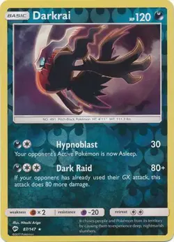 Pokemon TCG Burning Shadows - Darkrai 87/147 (Reverse Holo) - Image 1