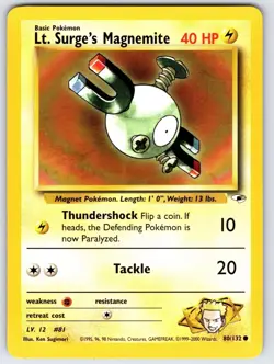 Lt. Surge's Magnemite 80/132 Gym Heroes Pokemon Card Vintage WOTC Common Nm/Vlp - Image 1