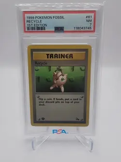 Pokemon TCG Recycle Fossil Card 61/62 1st Edition Common PSA 7 NM New Cert # - Image 1