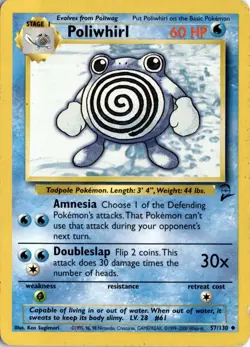 Poliwhirl 057/130 Base Set 2 Pokemon Card TCG - Image 1
