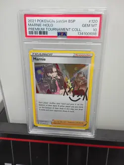 Marnie 2021 Pokemon SWSH BSP Premium Tournament Collection Holo Card #120 PSA 10 - Image 1