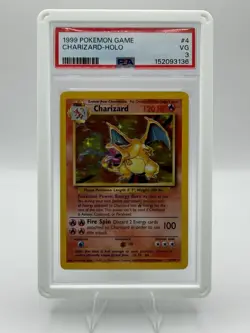 Pokemon TCG Charizard Base Set 4/102 Holo Rare 120 HP 100 Attack PSA 3 - Image 1