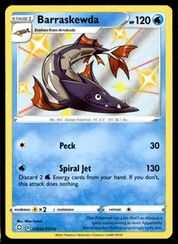 2021 TCG Pokemon Barraskewda SV032/SV122 Holo Shining Fates Shiny Vault - Image 1
