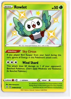2021 TCG Pokemon #SV001/SV122 Rowlet Holo Shining Fates Shiny Vault - Image 1