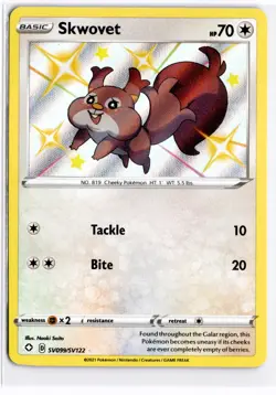 2021 TCG Pokemon #SV099/SV122 Skwovet Holo Shining Fates Shiny Vault - Image 1