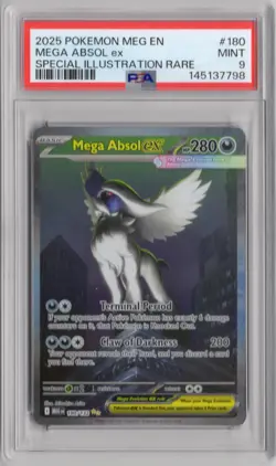 2025 Pokemon Mega Evolution Base #180 SIR Full Art Mega Absol ex PSA 9 Mint - Image 1