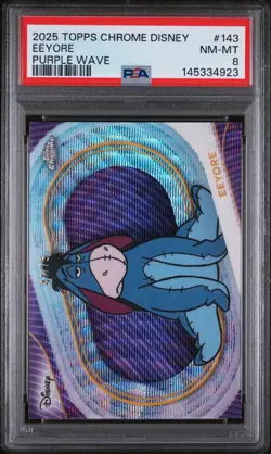 PSA 8 2025 Topps Chrome Disney #143 Eeyore Purple Wave /75 Winnie The Pooh - Image 1