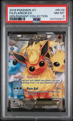 FLAREON EX RC28/RC32 PSA 8 GENERATIONS RADIANT COLLECTION HOLO ENGLISH - Image 1