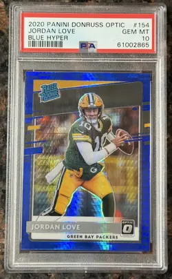 2020 Panini Donruss Optic Jordan Love Blue Hyper PSA 10 #154 Packers - Image 1
