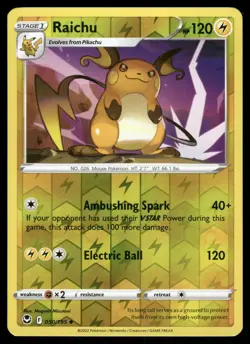Raichu 050/195 Uncommon Silver Tempest Pokemon Reverse Holo Near Mint - Image 1