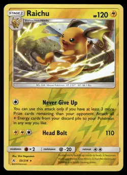 Raichu 55/214 Rare Unbroken Bonds Pokemon Reverse Holo Near Mint - Image 1